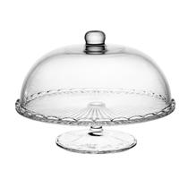 Prato Para Bolo Com Pe De Vidro E Tampa Bangkok 29Cm X 21Cm