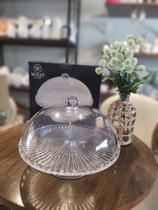 Prato para bolo com pe de vidro e tampa bangkok - wolff