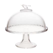 Prato para Bolo com Pé e Tampa Bird 19x19x19cm Cristal Wolff
