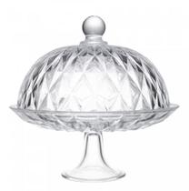 Prato para Bolo com Pé e Tampa Diamond 25cm x 23,5cm Cristal Lyor Prato para Bolo com Pé e Tampa Diamond 25cm x 23,5cm Cristal Lyor