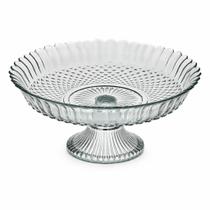 Prato para Bolo com Pé em Vidro Transparente Boleira Decorativa para Mesa Posta Festa Decoração