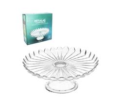 Prato para Bolo com Pé Pétalas de Jasmin em Vidro 12x32cm - Vitazza