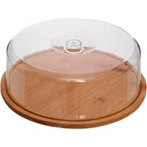 Prato Para Bolo De Bambu Com Tampa De Plástico Ecoktichen