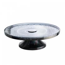 Prato para Bolo de Cristal Cinza com Pé de Aço LYS Black 32Cm - WOLFF - 7895730882216 Prato para Bolo de Cristal Cinza com Pé de Aço LYS Black 32Cm - WOLFF - 7895730882216