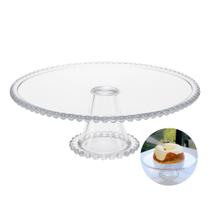 Prato para Bolo de Cristal com Pé Pearl Bolinha Wolff 31cm
