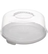 Prato Para Bolo De Plástico Com Tampa E Alça Branco Prato Para Bolo De Plástico Com Tampa E Alça Branco