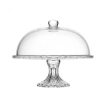 Prato para bolo diamond cristal ecológico com pé e tampa lyor