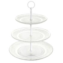 Prato para Bolo e Doces 3 Andares Vidro 30,25 e 21cm diâmetro