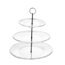 Prato para Bolo e Doces 3 Andares Vidro 30,25 e 21cm diâmetro