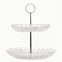 Prato para Bolo e Doces Cristal Diamond 2 Andares 24,5 e 19,5cm e Brinde Lyor