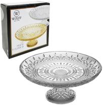 Prato Para Bolo e Doces De Vidro Relevo Com Pé Wolff 8,5X20cm
