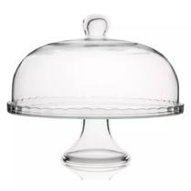 Prato Para Bolo e Sobremesa em Vidro C/ Pé e Tampa Luvidarte