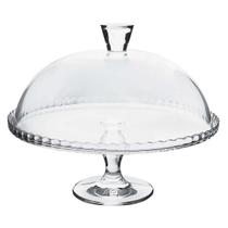 Prato para Bolo em Vidro c/Pe e Tampa Patisserie 32x26cm