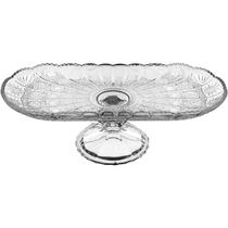 Prato para Bolo Home&Co 10x33x15cm Eco Crystal Transparente Mesa Posta Jantar e Ceia
