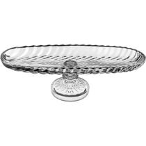 Prato para Bolo Home&Co 12x39x14cm Eco Crystal Transparente Mesa Posta Jantar e Ceia