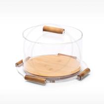 Prato para Bolo Redondo Bambu MOD M Coleção Bamboo Alê Florêncio by ONOM 26x13cm