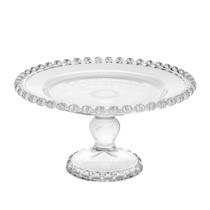 Prato para bolos e doces de vidro / boleira borda coração transparente com pé - Lyor