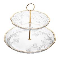 Prato para Doce 2 Andares New Butterfly Fio de Ouro 20cm/26 Prato para Doce 2 Andares New Butterfly Fio de Ouro 20cm/26