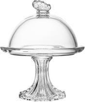 Prato para Doce com Pé e Tampa Butterfly 15cm x18cm Cristal - Wolff