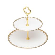 Prato Para Doce, Suporte 27cm Duplo De Porcelana Egg Wolff - R25107