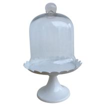 Prato Para Doces e Queijo Com Pé/Tampa de Vidro Ø14x27cm.