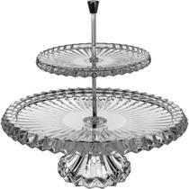 Prato para Doces Home&Co 32x33x33cm Eco Crystal e Metal Transparente Servir na Mesa Posta e Cozinha