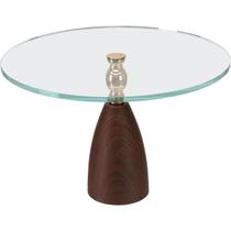 Prato Para Doces Vidro Transp Com Base Em Metal Cor De Madei
