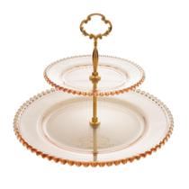 Prato Para Doces Wolff Pearl Cristal 19x32x24cm Âmbar Duplo