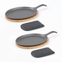 Prato para Fajitas HAWOK 39 cm Conjunto com 2 unidades, bandeja e suporte Prato para Fajitas HAWOK 39 cm Conjunto com 2 unidades, bandeja e suporte
