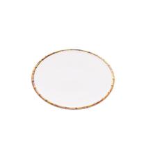 Prato Para Festa Sobremesa Decorativo De Melamina Borda Bambu Branco 22cm Prato Para Festa Sobremesa Decorativo De Melamina Borda Bambu Branco 22cm