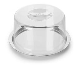 Prato Para Guardar Queijo Minas Na Geladeira Geladeira Base Inox Cupula Acrilico Multiuso 16Cm Mini Boleira Cupcake Doces