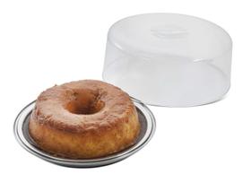 Prato Para Pudim Bolo em Aço Inox com Tampa Transparente Neo Prato Para Pudim Bolo em Aço Inox com Tampa Transparente Neo