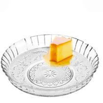 Prato para Pudim Bolo Torta Salada Vidro Decorado 30x6cm - Lyor