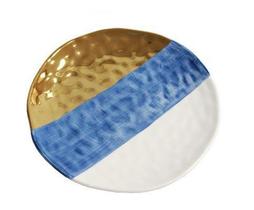 Prato para sobremesa azul branco e dourado Prato para sobremesa azul branco e dourado