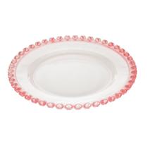 Prato para Sobremesa de Cristal Coração Borda Rosa 20cm 1684 - Lyor