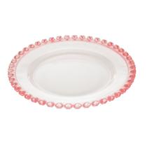 Prato para Sobremesa de Cristal Coração Rosa Mesa Posta 20cm Lyor