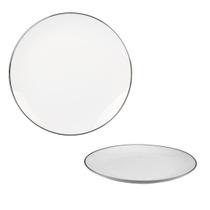 Prato para sobremesa Legacy Silver em porcelana D19,2cm Borda Preta