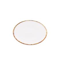 Prato Para Sobremesa Resistente De Melamina Branco Borda Bambu 22cm - Wolff Prato Para Sobremesa Resistente De Melamina Branco Borda Bambu 22cm - Wolff
