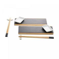 Prato Para Sushi Akita De Bambu C/8 Peças 20933 Wolff