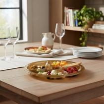 Prato Petisqueira Descartável 4 Div - 15 Un Dourado