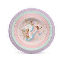 Prato Petisqueira Festa Unicórnio 18Cm - 8 unidades - Cromus - Rizzo Festas