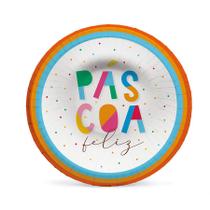 Prato Petisqueira Laminado Brilho de Páscoa 18cm - 8 unidades - Cromus Páscoa - Rizzo