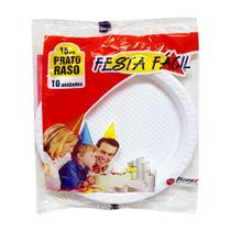 Prato Plástico 15cm Sobremesa Branco c/10 - Festa Fácil