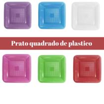 Prato Plastico C/Quadrado Para Bolo Refeiçao 15Cm