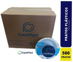 Prato plástico descartável 15cm fundo - Copoplast - PRF-15 - Caixa com 500 unidades