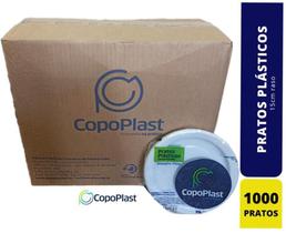 Prato plástico descartável 15cm raso - Copoplast - Caixa com 1.000 unidades