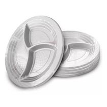 Prato Plastico Divisorias 03 Branco C/5 Refeiçao 26Cm