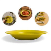 Prato Plastico Fundo Redondo Colorido Para Refeiçao Resistente e Reutilizavel