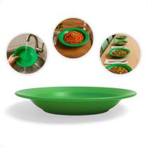 Prato Plastico Fundo Redondo Colorido Para Refeiçao Resistente e Reutilizavel