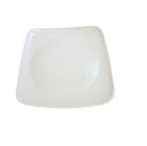 Prato Plástico Melamina Branco Quadrado Refeição 24cm- 10un